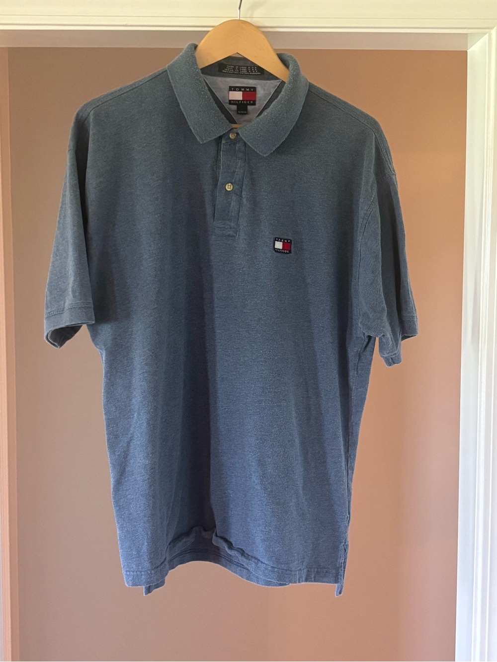 Tommy Hilfiger Men's Slate Blue Polo with Chest Flag Logo